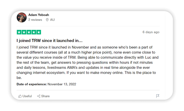 Experience The Real World Trustpilot review