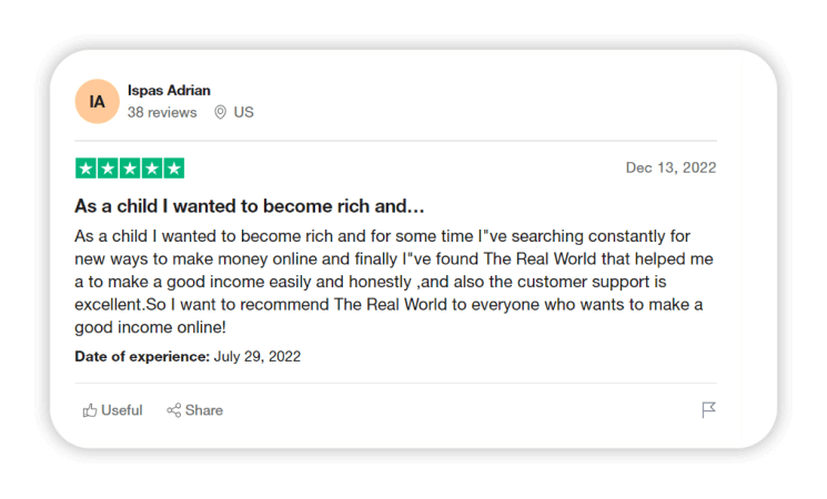 Experience The Real World Trustpilot review